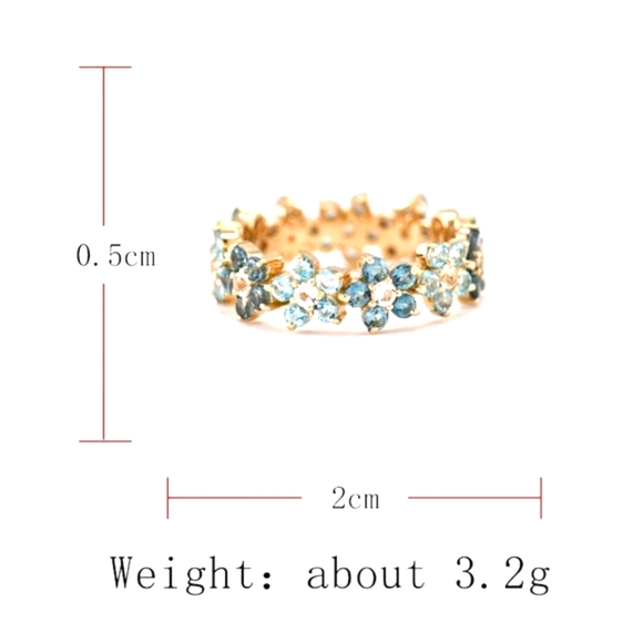 Elegant Blue Celestite Boho Alloy Gold Ring - Picture 3 of 5